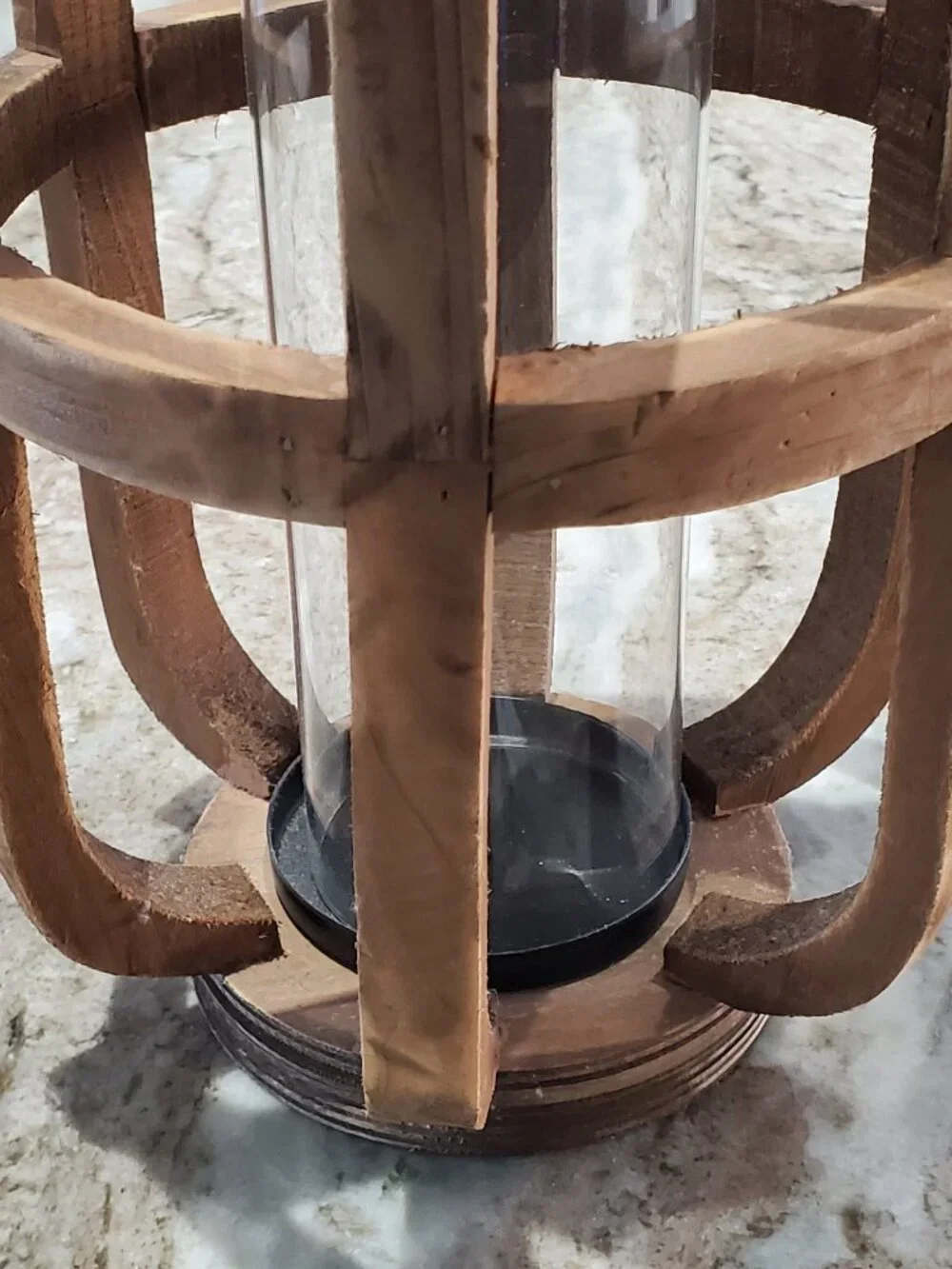 Wooden Candle Holder w. Glass Tube